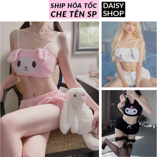 Cosplay thỏ Hello Kitty vải bông siêu dễ thương - bộ đồ ngủ hóa trang Bad Bunny xinh xắn gợi cảm sexy