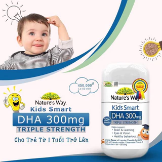 ✈Viên Nhai Nature's Way Kids Smart DHA 300mg Triple Strength Tăng Cường Sự Phát Triển Của Trẻ 50 Viên