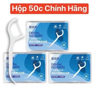 Tăm Chỉ Nha Khoa Hộp 50 Cây Dental Flossers Tăm Chỉ Vệ Sinh Răng Miệng