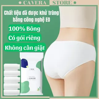 Combo 10 quần lót giấy dùng một lần - Set 10 quần lót cotton êm mềm kháng khuẩn CAVERA Q474