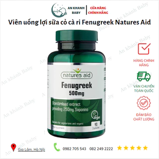 (Hộp) Viên uống lợi sữa cỏ cà ri Fenugreek Natures Aid 500mg.