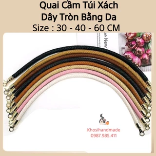 Quai Cầm Túi Xách Dây Tròn Bằng Da Dài 30cm, 40cm, 60cm (1 Cái)