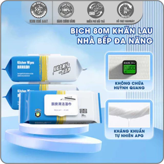 Khăn Lau Bếp Đa Năng, Giấy Ướt Lau Bếp Siêu Sạch Gói 80 Tờ Không Độc Hại Không Gây Kích Ứng Da