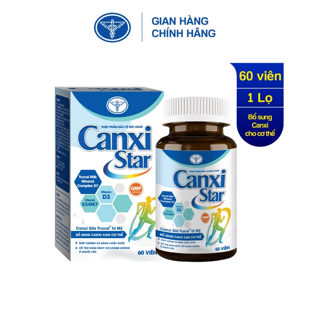 Lọ Canxi Star 60 viên - Viên uống bổ sung canxi từ sữa, nguyên liệu nhập khẩu Mỹ, dành cho bà bầu, phụ nữ mang thai