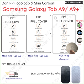 Dán PPF & Vân Carbon Samsung Galaxy Tab A9/ A9 Plus (A9+) màn hình, mặt lưng, loại trong, nhám mờ chuẩn xịn, cao cấp