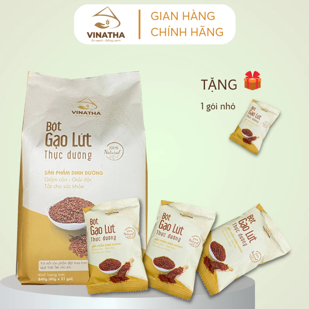 Bột gạo lứt giảm cân, lợi sữa, gạo lức ăn kiêng Vinatha 840gr - 21 túi nhỏ ( 40 gram / túi) VNT05