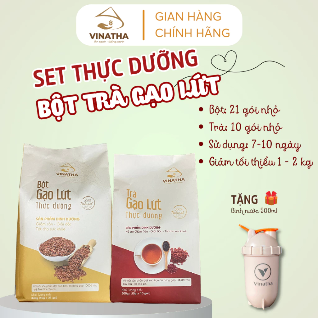 Combo Thực dưỡng bột gạo lứt giảm cân ăn kiêng Vinatha + Trà gạo lứt VINATHA - VNT04