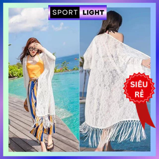 Áo choàng đi biển phối ren đẹp mắt phụ kiện bikini đồ bơi nữ Sport light 044