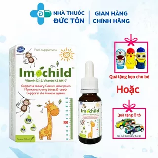 Siro Nhỏ Giọt Imochild D3K2 - Bổ Sung D3 K2 MK7, DHA, Hấp Thu Canxi, Tăng Chiều Cao, Tăng Sức Đề Kháng (Lọ 20ml)