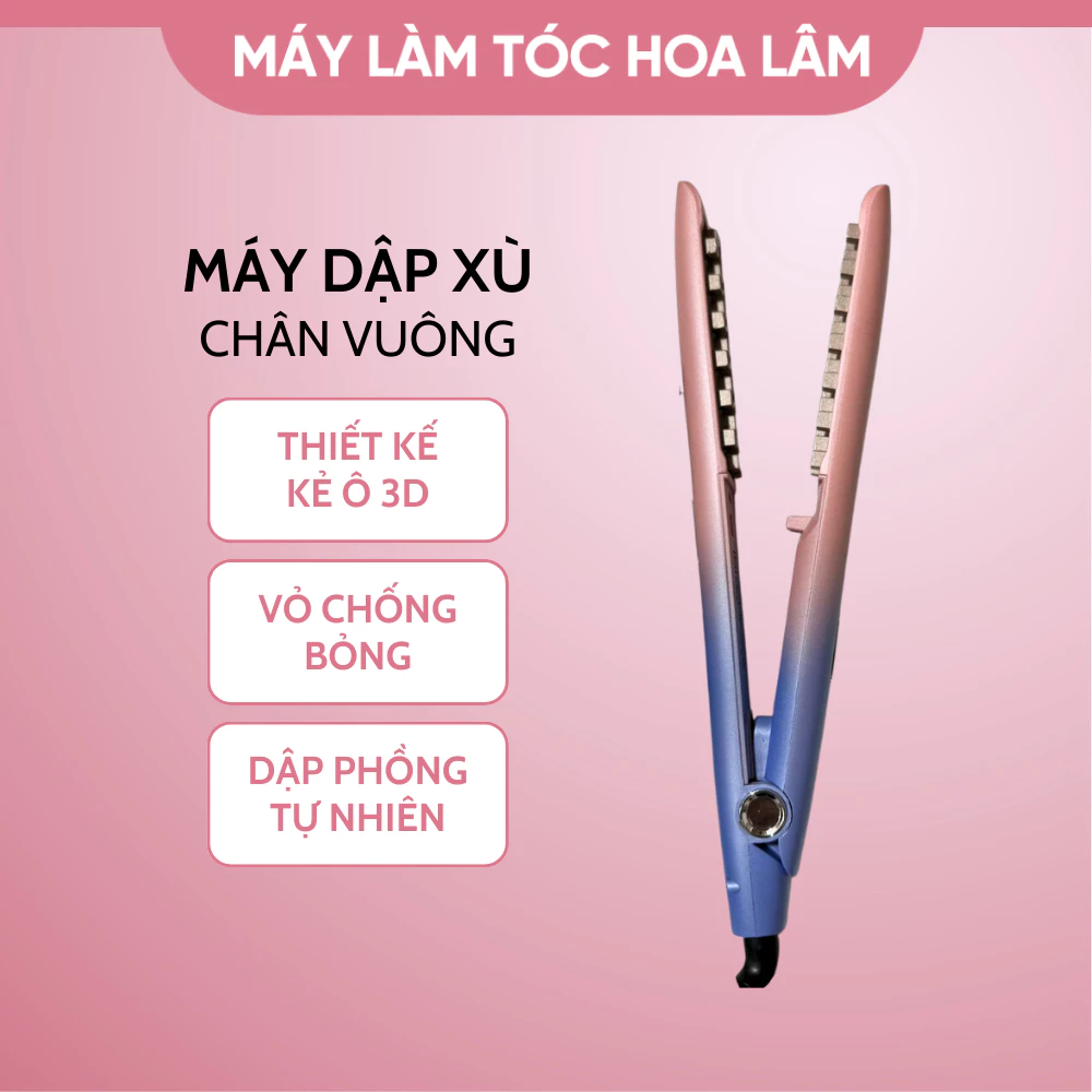Máy dập tóc chân vuông dập phồng chân tóc nhẹ nhàng tạo độ xù tự nhiên không gãy tóc an toàn cho người sử dụng