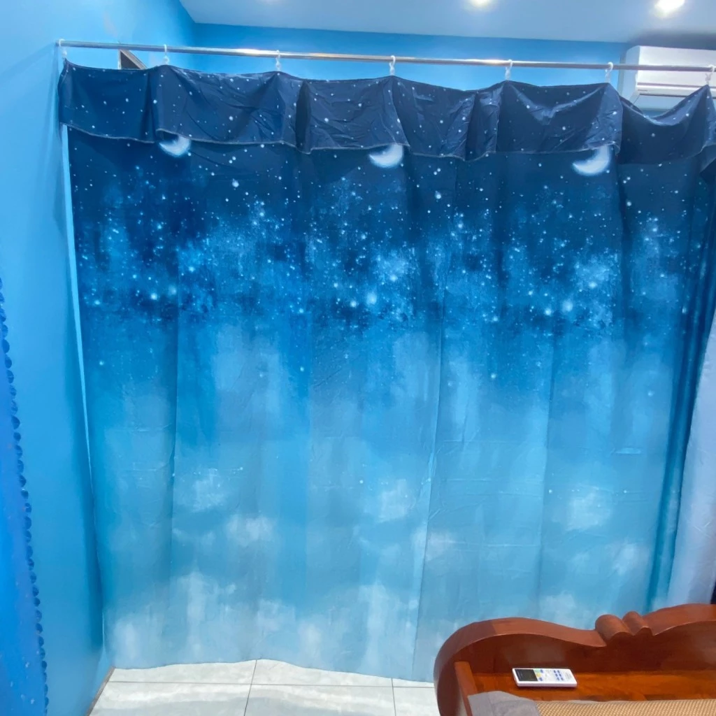 rido vách ngăn phòng chắn nắng che giường ký túc xá vải poly may sẵn móc treo nhiều màu sắc
