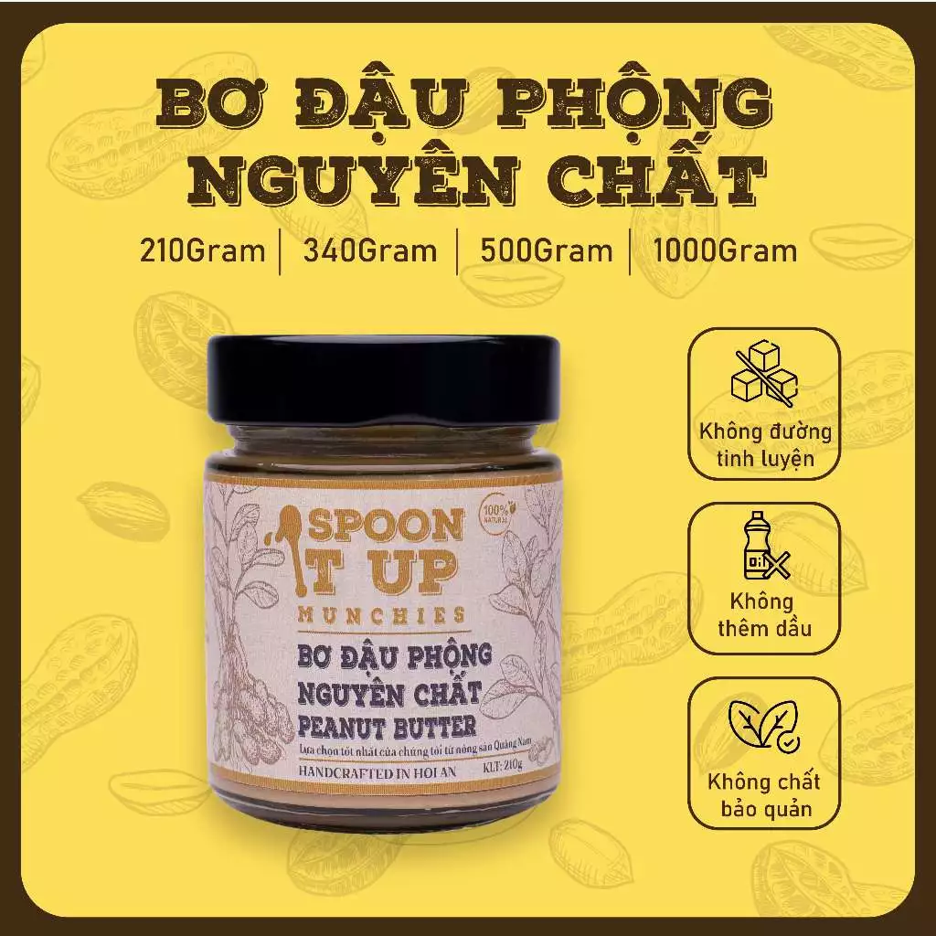 Bơ Đậu Phộng Nguyên Chất, Không Đường, Không Dầu, Thuần Chay Tốt Cho Sức Khỏe - Spoon It Up