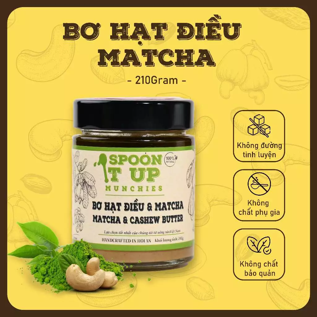 Bơ Hạt Điều Matcha Ăn Kiêng, Thuần Chay, Không Đường, Giàu Dinh Dưỡng - Spoon It Up