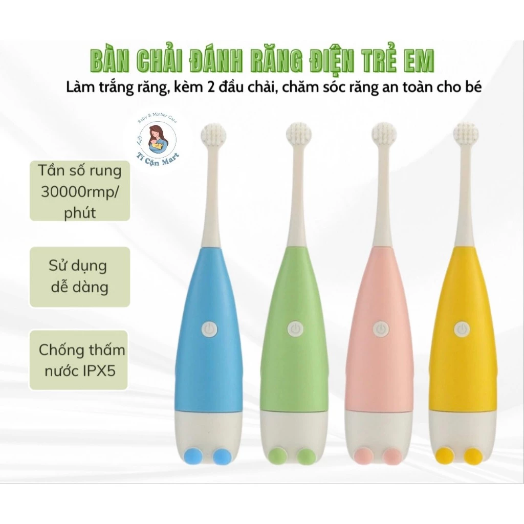 Bàn Chải Điện Cho Bé Focus Kids Sạch Răng Chống Nước IPX5