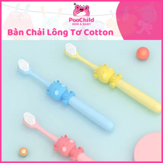 Bàn chải đánh răng lông tơ cho bé từ 2 tuổi trở lên bàn chải lông tơ cotton mềm mại không đau nướu