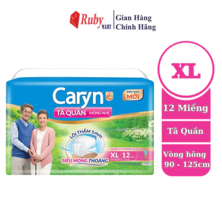 Tã/Bỉm Quần Người Lớn Caryn Mỏng Nhẹ Chống Tràn Size XL 12 Miếng Dành Cho Người Già Có Thể Tự Đi Lại Được