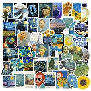 Set 100 Miếng Dán Sticker Trang Trí - Hình Tranh Của Van Gogh Độc Đáo