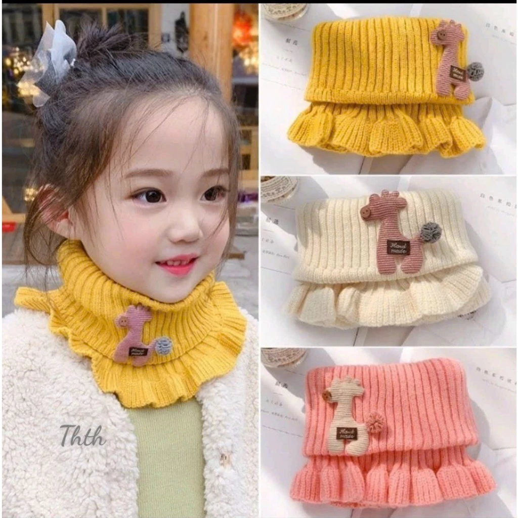 Khăn len cổ nhún dạng ống hình hươu cho bé