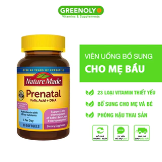 Vitamin tổng hợp cho mẹ bầu Prenatal Folic Acid + DHA 150 viên Nature Made giúp phát triển não bộ, hệ thần kinh mẹ và bé