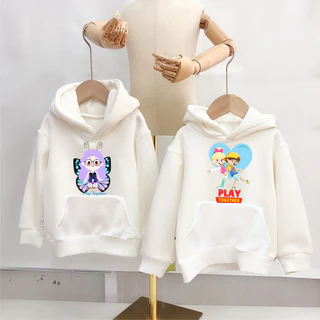 Áo khoác hoodie Play Together màu trắng nỉ bông đủ size cho bé