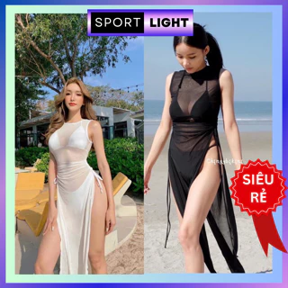 Áo choàng lụa Voan đi biển tà dài xe đùi phụ kiển phối bikini đồ bơi nữ Sport Light 060