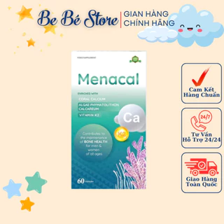 Menacal, Canxi Bà Bầu, Vitamin D3k2, DHA, Giúp Bổ Sung Các Loại Vitamin, Canxi Từ Tảo Biển Cho Bà Bầu ( Hộp 60 viên )