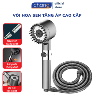 Vòi Hoa Sen, Vòi Sen Tăng Áp Cao Cấp, Hỗ Trợ Tăng Lực Nước 4 in1, Chất Liệu Inox Chống Gỉ Thiết Kế Tay Sen Đen Nhám