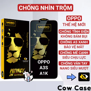 Kính cường lực Oppo a3s, a1k chống nhìn trộm full màn | Miếng dán bảo vệ màn hình cho opoo Cowcase