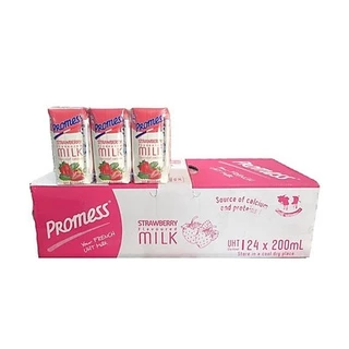 [Date 11.2024] 1 thùng 24 hộp sữa tươi Promess Strawberry vị dâu 200ml - Date xa -NK Pháp