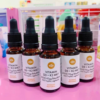 Vitamin D3 K2 Mk7 Sunday Natural Đức, vitamin cho bé 20ml