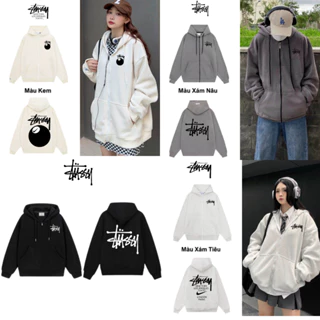 Áo hoodie zip STUSSY khóa kéo nỉ bông siêu dày form rộng ,áo khoác zip stussy nam nữ tag mác đầy đủ PYPY