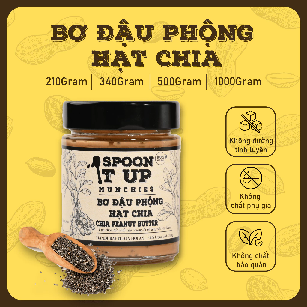 Bơ Đậu Phộng Hạt Chia Không Đường, Ăn Kiêng Tốt Cho Sức Khỏe - Spoon It Up