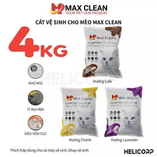 [Mua 2 giảm 4%] Cát Vệ Sinh Cho Mèo, Cát Mèo Max Clean 4Kg Đất Sét - HeLiCorp