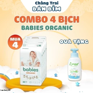 [ Combo 4 bịch + QUÀ ] Tã Bỉm  Babies Organic siêu thấm hút, siêu mỏng, chống tràn, tinh chất lô hội an toàn,