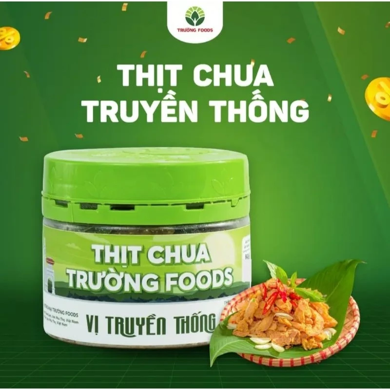 Thịt Chua Trường Foods - Truyền Thống /1 Hộp (Tặng kèm lá sung)