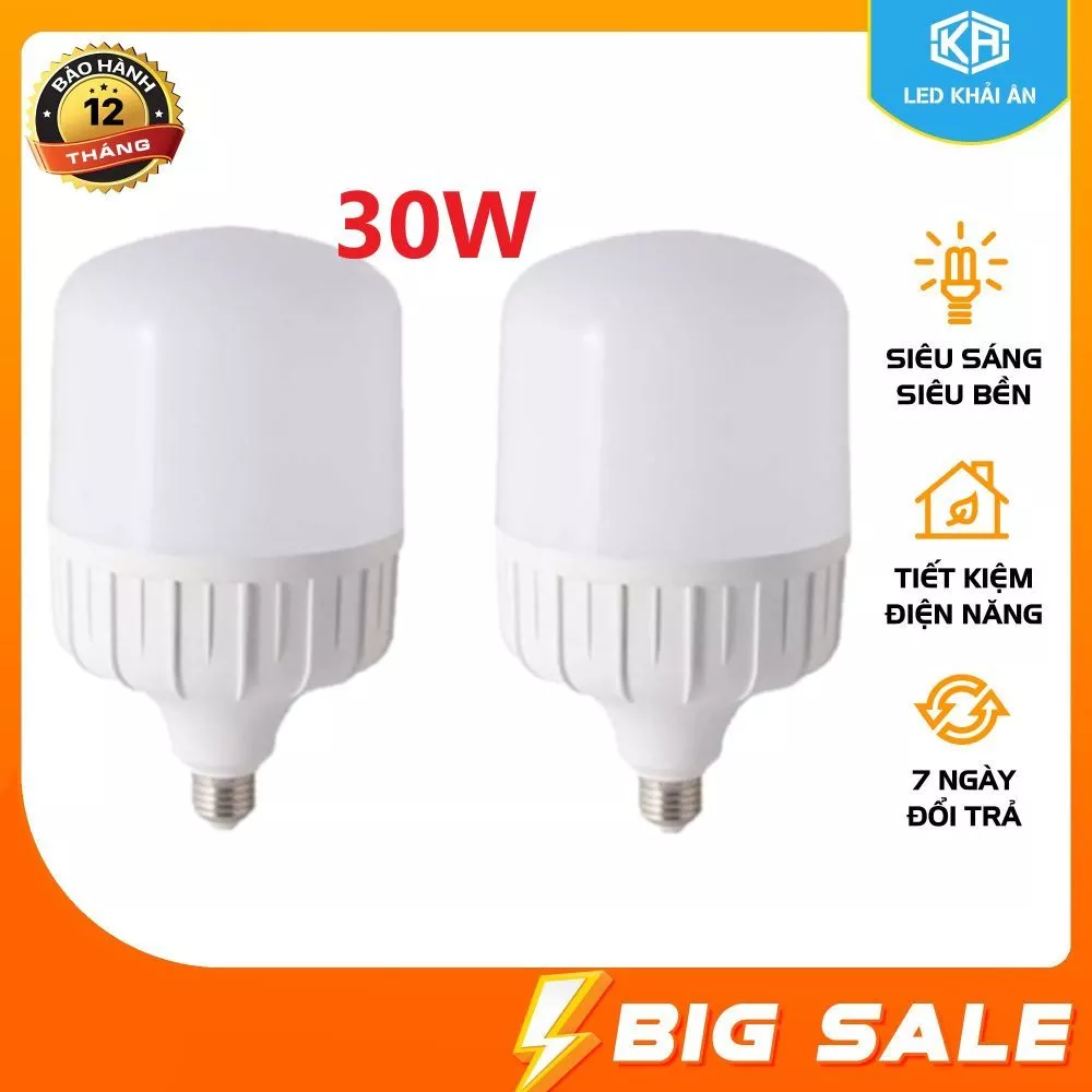 Combo 2 Bóng Đèn Led 30W  Cao Cấp Khải Ân, Siêu Sáng, Tiết Kiệm Điện, Bộ 2 Bóng Điện Led 30W, Độ Bền Cao, Led Bulb
