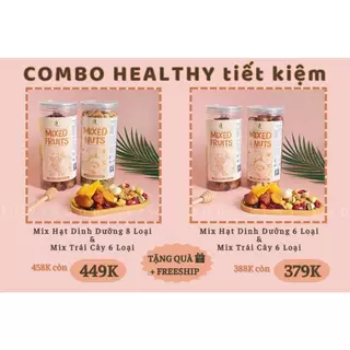 COMBO KÈM QUÀ TẶNG Mix 8 Hạt Dinh Dưỡng 550GR và Mix 6 Loại Trái Cây Sấy Dẻo 600GR - KIWISHOP