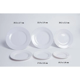 Dĩa tròn cạn nhựa Melamine màu trắng nhiều Size