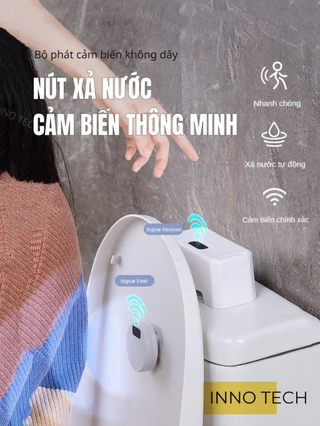 Bộ xả nước bồn cầu tự động qua cảm biến hồng ngoại, xả nước toilet cảm biến thông minh, không cần dùng tay