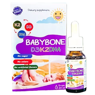 Vitamin Babybone D3K2DHA hỗ trợ tăng cường hấp thu canxi cho bé