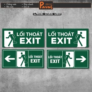 Decal Dán Biển Báo Lối Thoát Hiểm - EXIT chống nước dán trang trí tường, dán quán trà sữa, cà phê, quán ăn. BB26