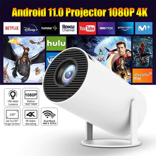 Máy chiếu mini HY300 Full HD android 11.0 độ sáng 8000 lumens Bluetooth 5.0 ít tiếng ồn bảo hành  5 năm máy chiếu phim