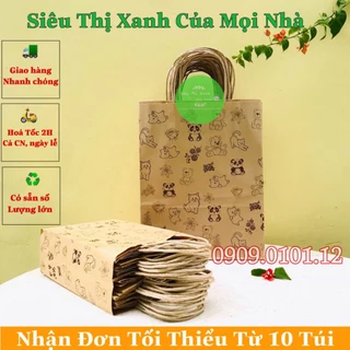 Túi giấy đựng quà họa tiết gấu, túi kraft có hình dễ thương, túi giấy kraft bảo vệ môi trường