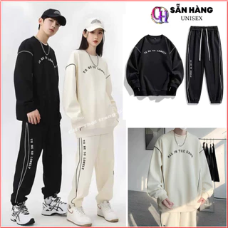 Bộ thể thao nam nữ TO BE SO NONELY áo tay dài quần dài dáng rộng thời trang Phối Dây Rút bản to Thời Trang Unisex - CHP