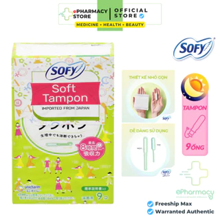 BVS Sofy Soft Tampon - Băng vệ sinh Sofy Soft Tampon Super siêu thấm gói 9 miếng (Hàng nhập khẩu)