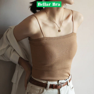 Áo bra nữ dáng lửng mút ngực may liền thoáng khí, Áo 2 dây cotton gân tăm co giãn   BellarBra B1808