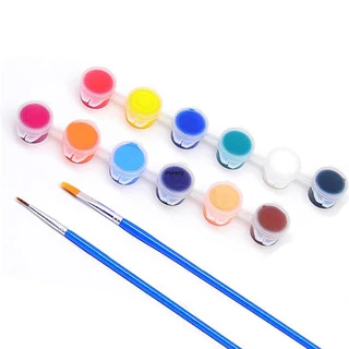 Màu Set 12 Màu Acrylic 5ml/1 màu + 2 Cọ | Tượng Đồ Chơi |Bé Tô Màu| Học Vẽ Tô Màu