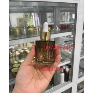 chai thủy tinh đựng serum , CHAI THỦY TINH HV 40ML MÀU NÂU BÓNG ĐẦU BÓP MÀU VÀNG CAO CẤP