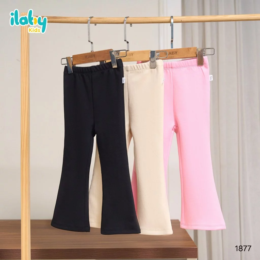 Quần legging cho bé gái ILABY ống loe chất liệu thun cotton co dãn 4 chiều, 3 màu cho bé 10-35kg [1877]