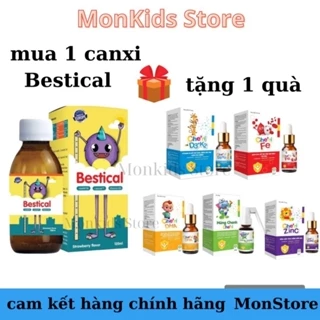 Canxi cho bé bestical bổ sung canxi d3 k2 giúp phát triển chiều cao,xương răng chắc khỏe cho bé lọ 120ml tặng kèm quà